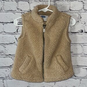 Old Navy Toddler Girls Sherpa Teddy Bear Beige Winter Vest 18-24 Months
